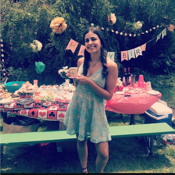 Blue lace floral dress - Picture 4 of 9